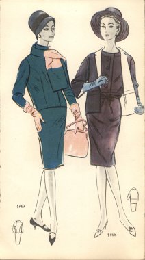 Polonya, 1961-vintage moda çizimde yaklaşık