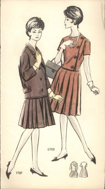 Polonya, 1961-vintage moda çizimde yaklaşık