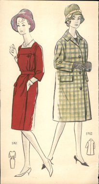 Polonya, 1961-vintage moda çizimde yaklaşık