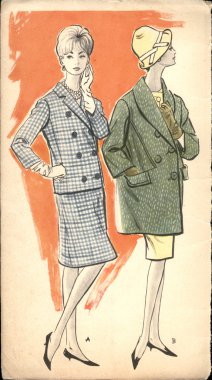 Polonya, 1961-vintage moda çizimde yaklaşık