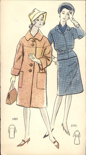 Poland, circa 1961-vintage fashion illustration — Stock Photo, Image