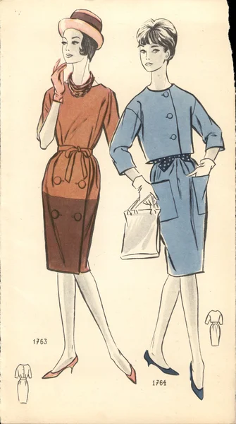 Polonia, alrededor de 1961-ilustración de moda vintage —  Fotos de Stock