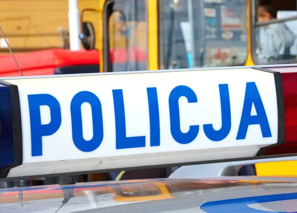 Police vehicle on crime site — Stock Photo, Image