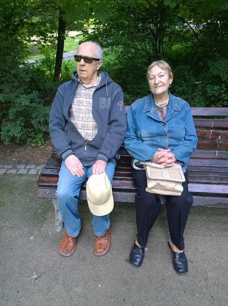 Senioren koppel in het park — Stockfoto