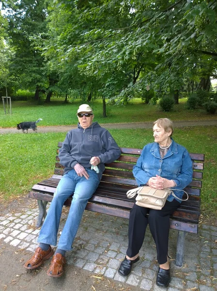 Couple aîné dans le parc — Photo