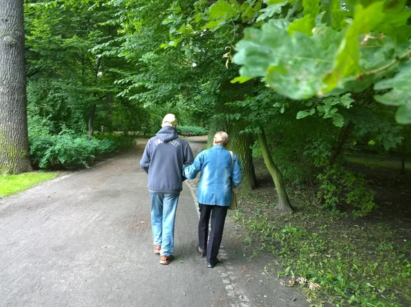 Senioren koppel in het park — Stockfoto