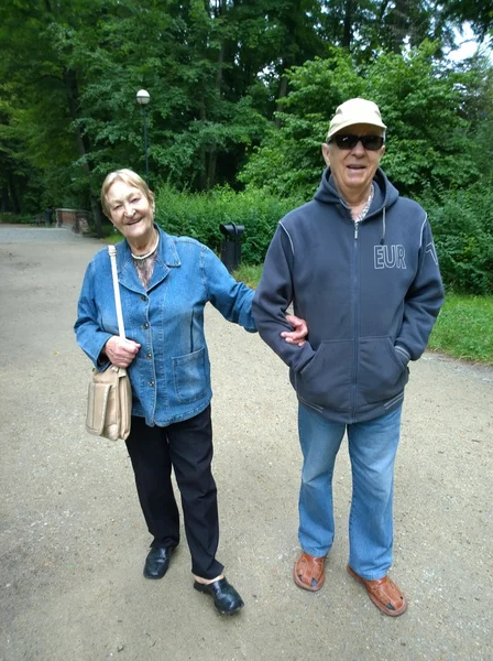 Couple aîné dans le parc — Photo