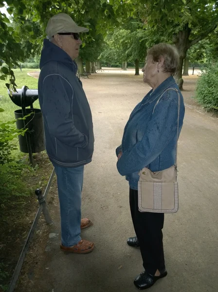 Senioren koppel in het park — Stockfoto