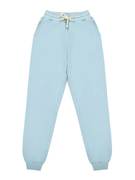 Kék kocogó nadrág mockup. Template Sport nadrág elölnézetből a design. Fitness kopás elszigetelt fehér — Stock Fotó