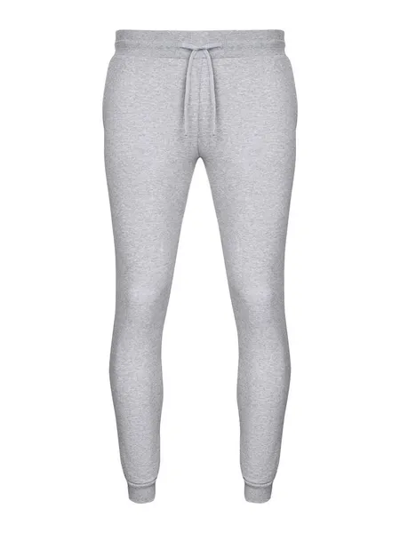 Grå jogger byxor mockup. Mall sport byxor framsida för design. Fitness slitage isolerad på vitt — Stockfoto