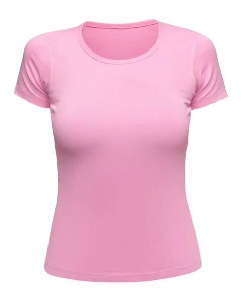 Růžové tričko pro ženy izolované na bílém. Pohled zepředu — Stock fotografie