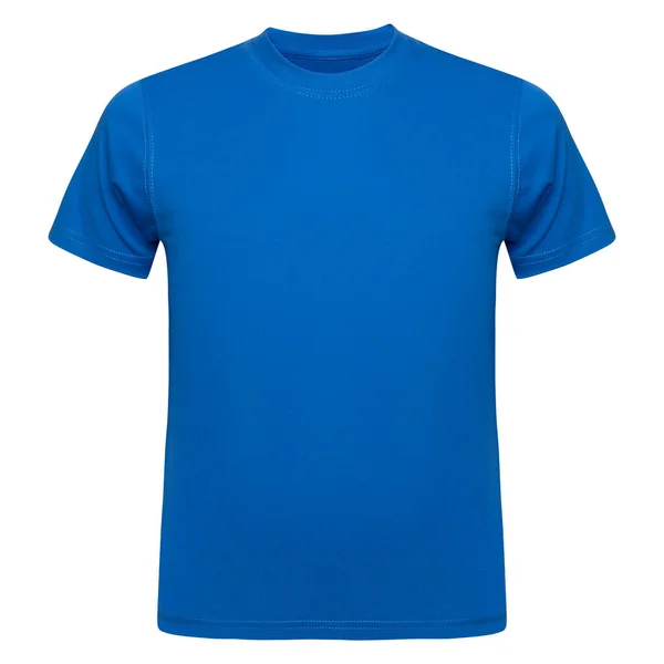Blue T shirt mockup women isolated on white. Front view Stock Photo Ra33 523811954