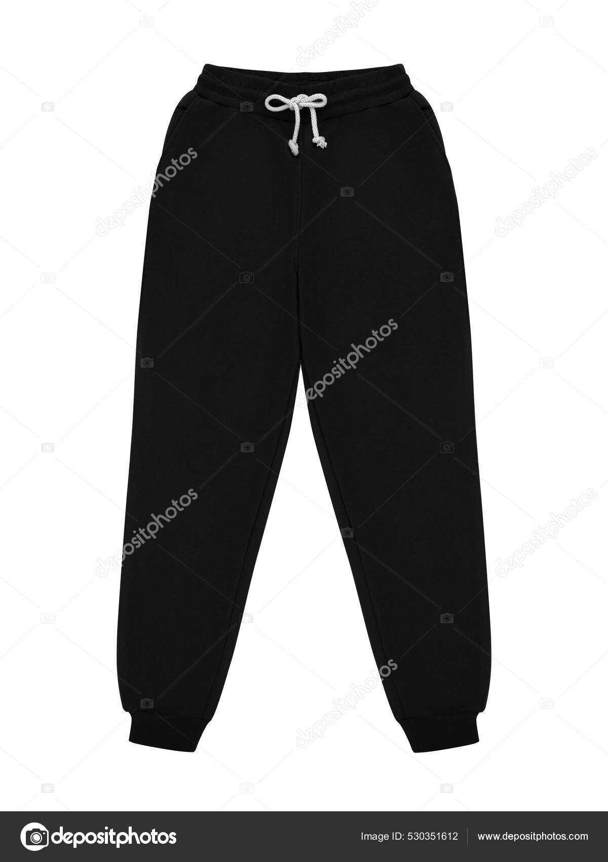 Black jogger pants mockup. Template Sports trousers front view for