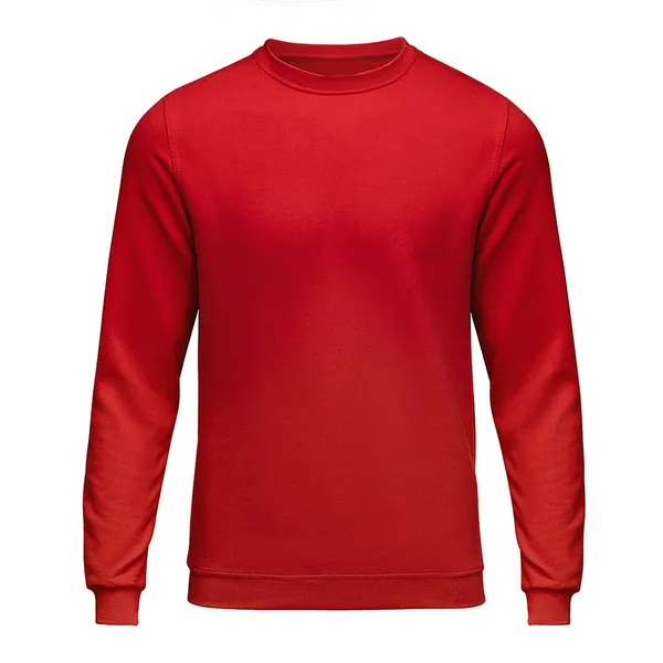 Rode trui sjabloon. Pullover met lange mouw, knippad, model voor ontwerp en bedrukking. Heren sweatshirt voorkant geïsoleerd op witte achtergrond — Stockfoto