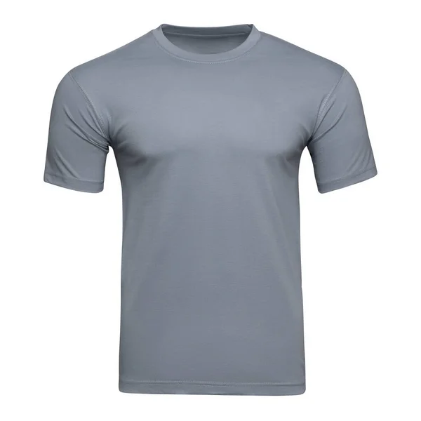 Muscular cinza camiseta mockup como modelo de design. Camiseta em branco isolado em branco. Vista frontal — Fotografia de Stock