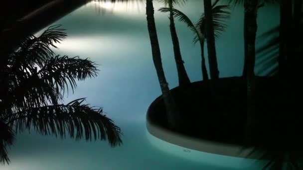 在晚上的游泳池 — 图库视频影像