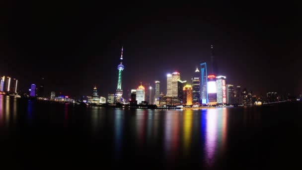 Вид на Шанхай с рыбных глаз — стоковое видео