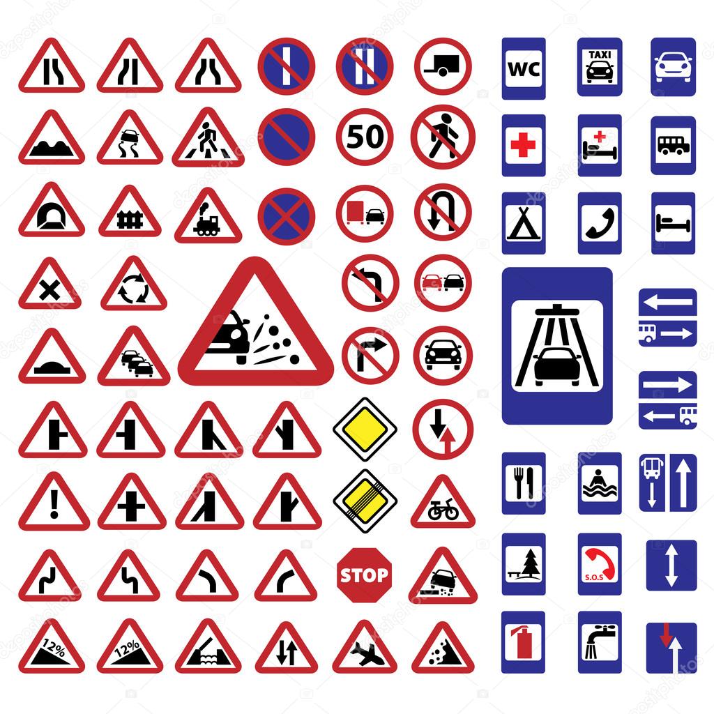 Big traffic signs set — Stock Vector © Chistoprudnaya 27167799