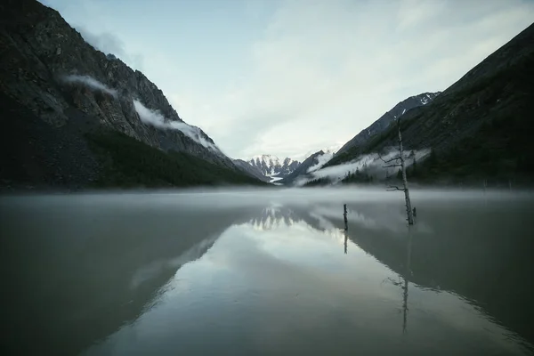 Paisaje Alpino Escénico Con Montañas Nevadas Luz Del Sol Dorado — Foto de Stock