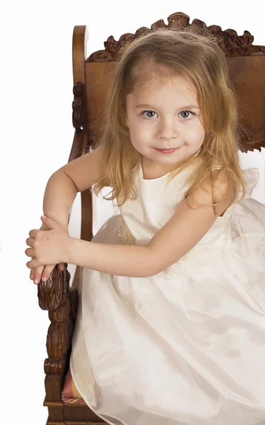 Little girl in the white dress — Stock Photo, Image