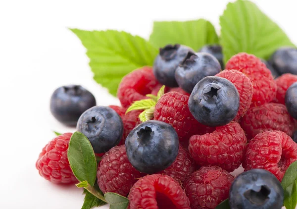 Many blueberries & raspberries. — Stock Photo, Image