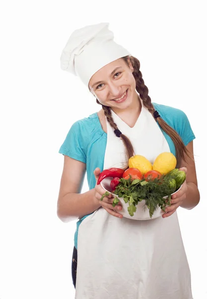 Chica en una gorra del cocinero —  Fotos de Stock