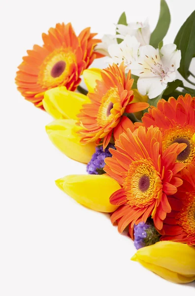 Beautiful bouquet of colorful spring flowers. tulip, ranunculus, — Stock Photo, Image