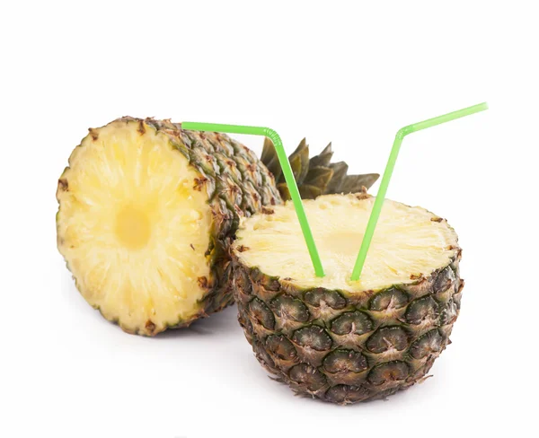 Juice and pineapple isolated on white — Stock Photo, Image