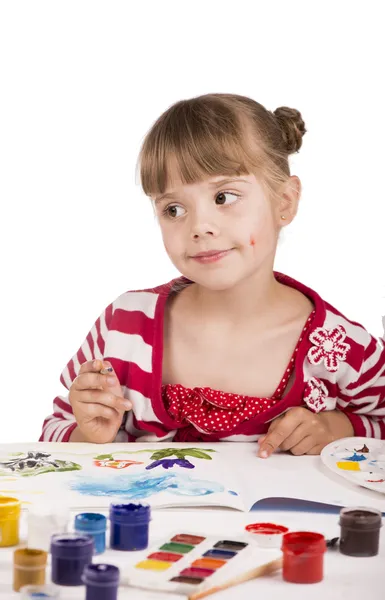 Artista bambino ragazza pittura — Foto Stock