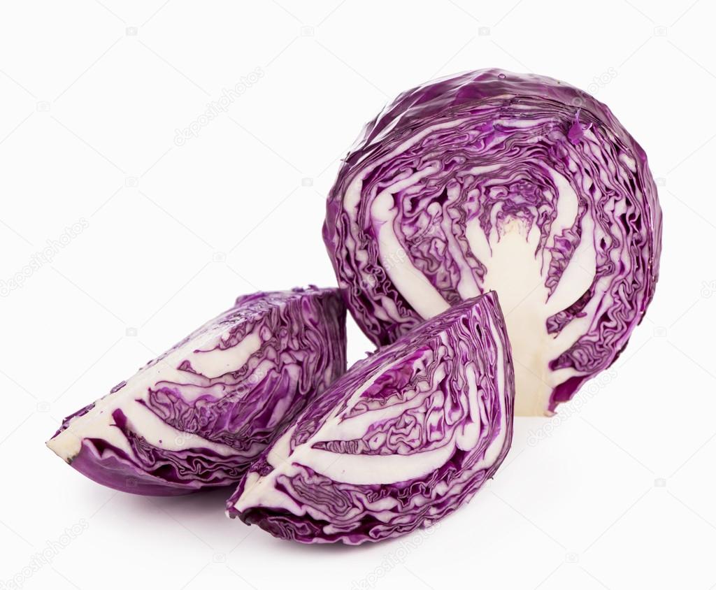 Red cabbage cut on part