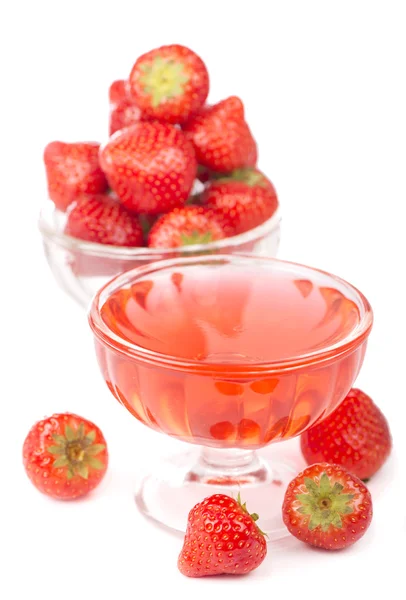 Cuenco con fresas y gelatina — Foto de Stock