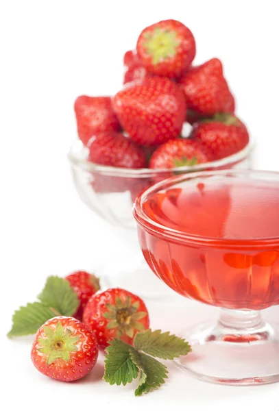 Bowl with strawberries and jelly — Stock Photo, Image