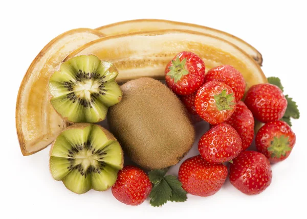 Bananas, kiwi e morango — Fotografia de Stock