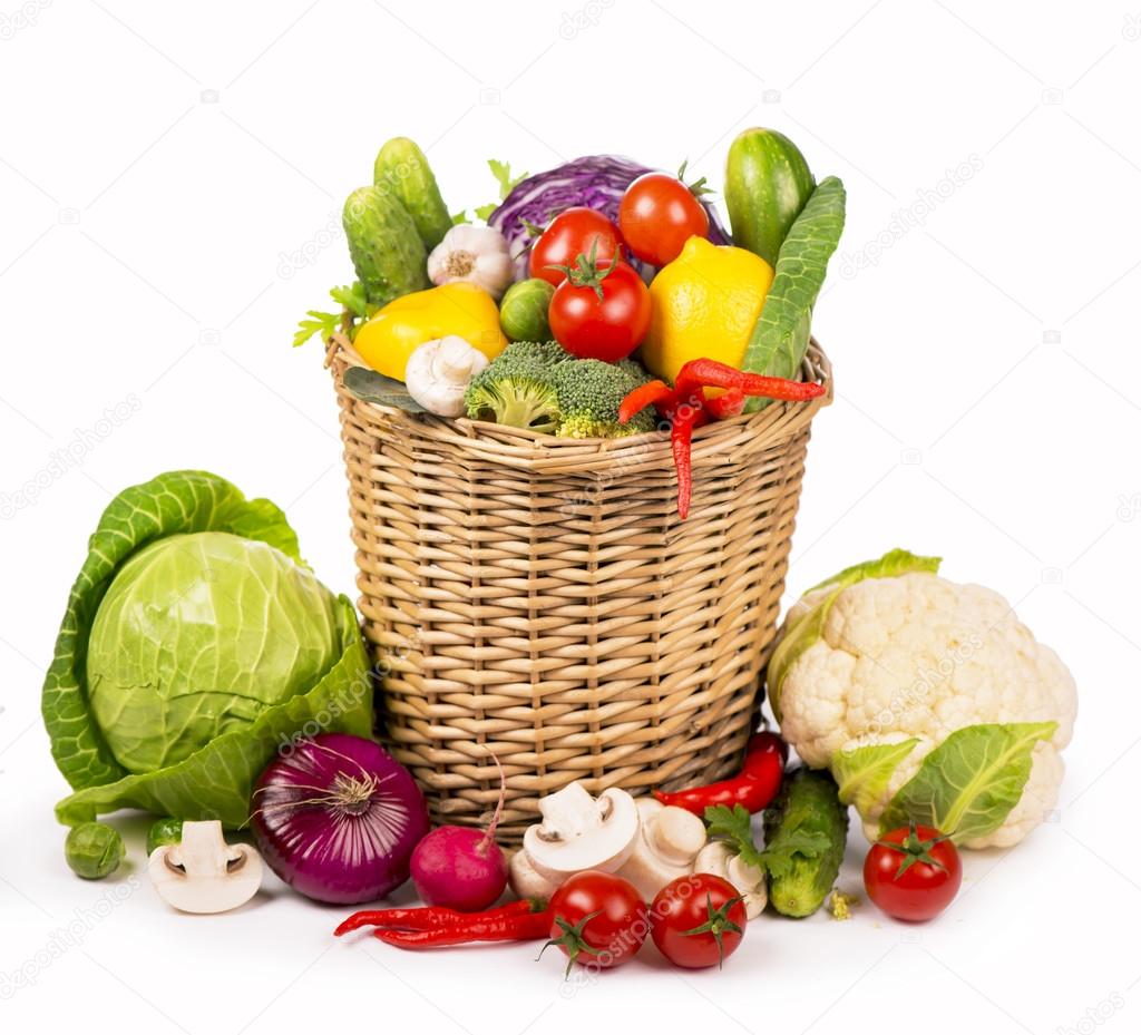 Healthy Organic Vegetables on a Wooden Background