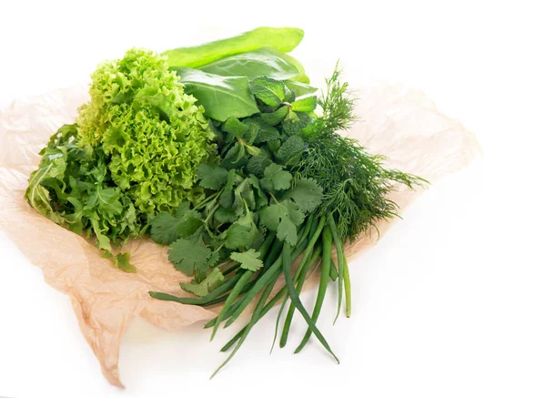 Set Spice Herbs Isolated White Background Bunches Thyme Basil Oregano — Stock Photo, Image