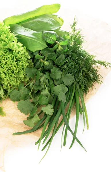 Set Spice Herbs Isolated White Background Bunches Thyme Basil Oregano — Stock Photo, Image