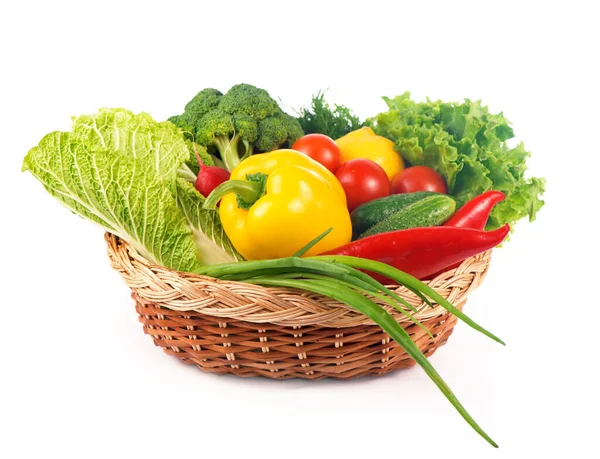 Broccoli Peppers Tomatoes Set Various Vegetables White Background — Stock Photo, Image