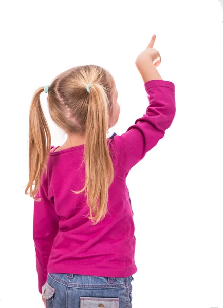 Girl Pointing Isolated White Background — Stock fotografie