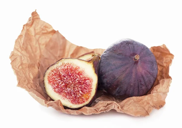 Fresh Figs Fruit Half Quarter Isolated White Background Clipping Path — Stock Photo, Image