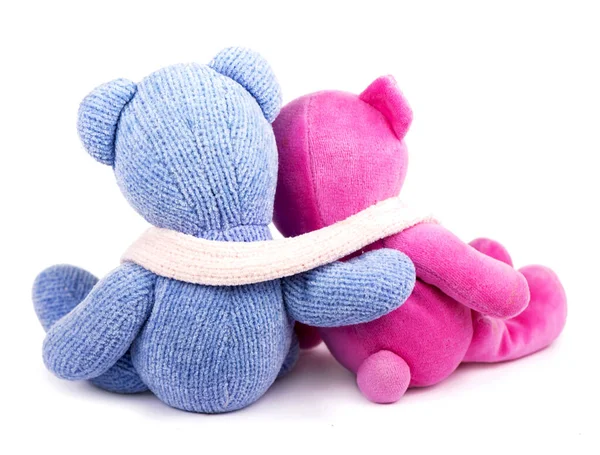 Friendship Two Teddy Bears Holding One Arms — Stock Photo, Image