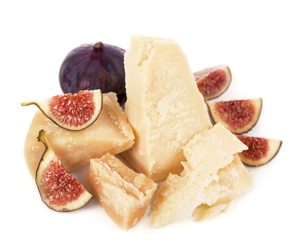 Figs Cheese Tray Isolated White Background — Stock Photo, Image