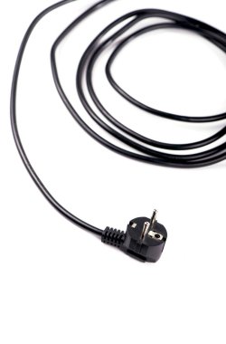 Elektrik kablosu. Nesne gölgeler olmadan beyaz arkaplanda izole edilir.