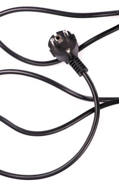 Elektrik kablosu. Nesne gölgeler olmadan beyaz arkaplanda izole edilir.