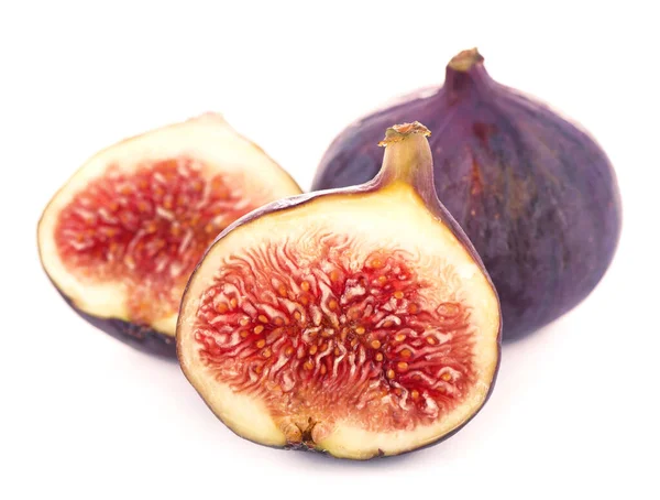 Fresh Figs Fruit Half Quarter Isolated White Background Clipping Path — Stock Photo, Image