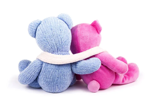 Friendship Two Teddy Bears Holding One Arms — Stock Photo, Image