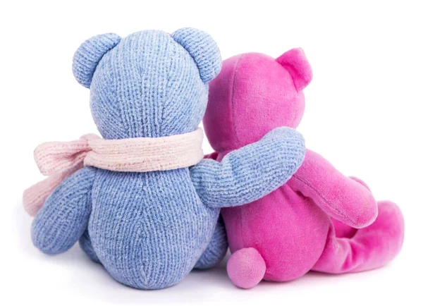 Friendship Two Teddy Bears Holding One Arms — Stock Photo, Image