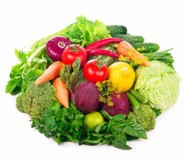 Healthy Eating Seasonal Organic Raw Vegetables Isolated White Background — Stock Photo, Image
