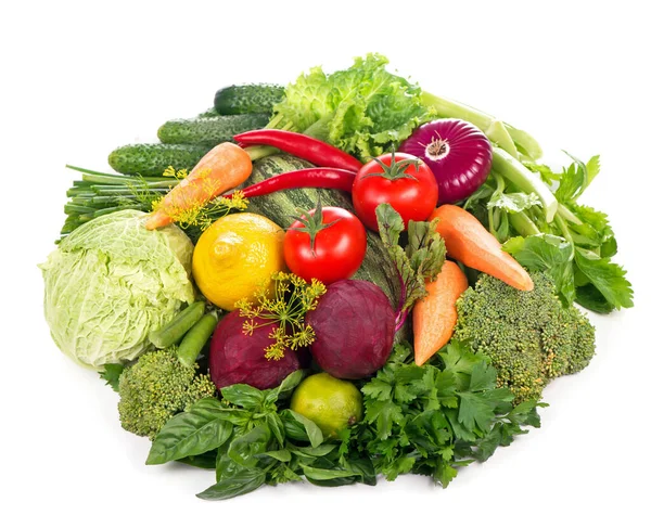 Healthy Eating Seasonal Organic Raw Vegetables Isolated White Background — Stock Photo, Image