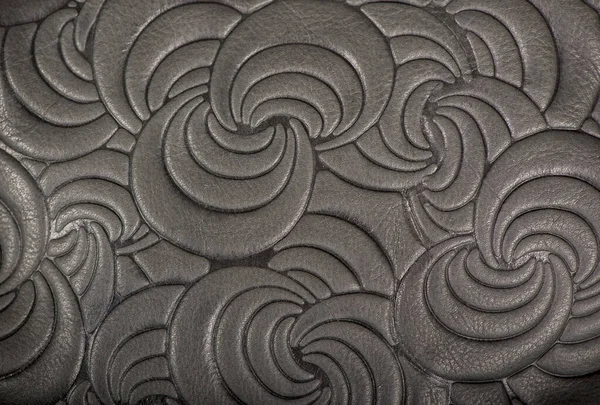 Texture Gray Genuine Leather Embossed Floral Trend Pattern Close Color — Stock Photo, Image