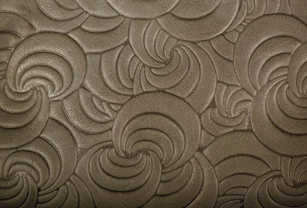 Texture Gray Genuine Leather Embossed Floral Trend Pattern Close Color — Stock Photo, Image